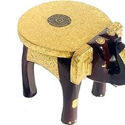Wood To Cart Wooden Elephant Table Cum Stool/Elephant Table/Cum Side Table, for Home/Office/Living or Bedroom Decor/Handcrafted with Artistic Painting Dark Brown (Small 8 * 11 * 6 inch)-92