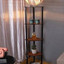 Rose Bamboo Leaf Shelf Floor Lamp - -Wooden (12x12x64) Inches-14-image-42
