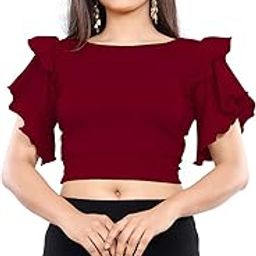 Women's Cotton Top with Design, Stylish Outings and Fashion Statements Puff Sleeve Round Nack-image-43