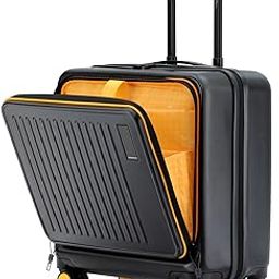 The Transit Cabin Overnighter Luggage 58cms Cabin Size Poly-Carbonate Hard Sided 8 Hinomoto Wheels Suitcase Trolley (Black & Yellow)-image-7