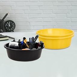 Homestic Pack of 3 Desk Organizer | Stationery Organizer | Multipurpose Storage Organizer | Office Supplies for Pen-Pencil-Staplers | Desktop Organizer | 6 LTR | Yellow & Black-image-54