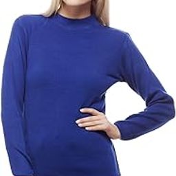 Womens Winter Acrylic Royal Blue Tee Neck Knitted Sweater-image-52