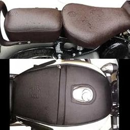 Pure Biking Classic Brown Split Seat Cover +Tank Cover with Zip Pouch Compatible with Classic 350/500CC 2012 to 2020 BS3/4/6-image-81