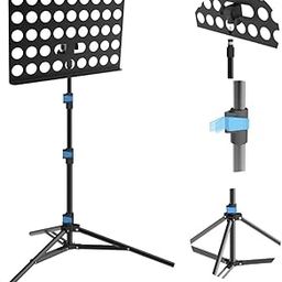 Chetty RT20 Music Stand - Collapsible Tripod with detachable music mount- height and angle adjustable,Portable, Sturdy, Sheet Music, Books, Tablets, Matte Black multipurpose stand.-1