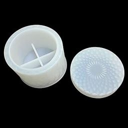 snoogg Resin Jar Mold Box Resin Mould Jewelry with Lid Trinket Storage Box Silicone Mould Round Container Resin Mould Epoxy Casting Silicone Jar Mould for Candle Holder DIY-picture-5