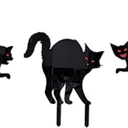 HEAVENGLOW 3X Black Cat Statue Stakes Acrylic for Front Porch Patio Courtyard-image-38