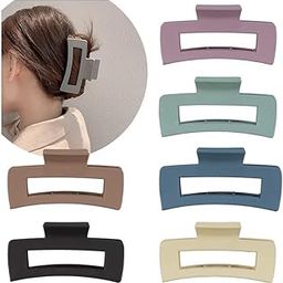 CHIROGRAPHY Hair Claw Clips Strong Hold Rectangle Hair Claw 6 Pack Matte Solid Color Hair Jaw Clamp Non-Slip Catch Hair Clips Jumbo Hair Styling Accessories for Women Girls-image-28