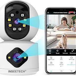 INSEETECH - 5MP Dual Lens Security Camera, 2.4GHz WiFi Security Camera, PTZ Security Camera for Baby Pet Dog Cat Home, Night Vision, Motion Detection,-28