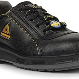 Liberty Warrior Earth Popcorn Safety Shoes for Men, Genuine Leather, Double Density PU Sole, Steel Toe, Grey/Black, Size-8UK-55