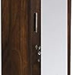 CASPIAN Furniture Wood Texture Single Door Wardrobe with Mirror Wardrobe Storage Rack Organizer Cabinet (Mirror Brown)-image-95