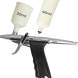 KHAITAN Air Brush K-30 For Statue Painting, Tattoo & Bakery Use Hand Powered With 20 & 40Ml Cup,Silver-44