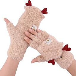 Girls Winter Gloves with Touch Screen Finger for Women Woolen warm | Gloves cum Mittens Winter Wrist Arm Warmer Mitts Gloves for Girls & Women (A Cream)-image-99