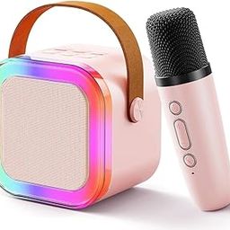 Party Hard Karaoke Machine for Kids Adults, Mini Portable Blue-Tooth Karaoke Speaker with Wireless Microphone and Dynamic Lights Birthday Gift Home KTV Outdoor Travel (Multicolor)-29