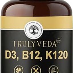TrulyVeda D3, B12 & K120 Vitamins Capsules with Calcium, Magnesium & Zinc | 60 Capsules-31