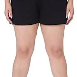 Women Plus Size Hot Pant Cotton Shorts Black-image-45