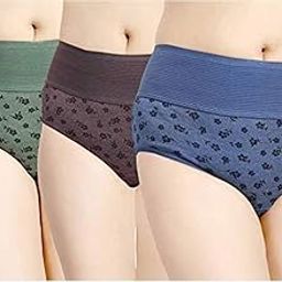 Pack of 3 Women's High Coverage Pure Cotton Panties with Mid Elastic Waist Daily use Tummy Control Hipster Brief Panty(AQ_Group 13)-picture-13