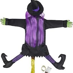 Enakshi (Label) Creations Lighted Crashing Witch into Tree Multipurpose Funny for Door Party Violet Legs|Home Decor|Figurines-21