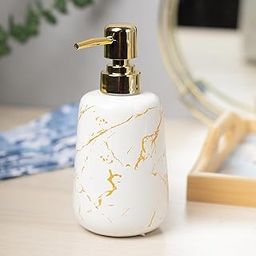 Market99 Ceramic Liquid Soap Dispenser - 350ml | Off White Stoneware Handwash Bottle for Bathroom & Kitchen | Refillable Sanitizer, Lotion, Shampoo Dispenser | Stylish & Durable Design-image-31