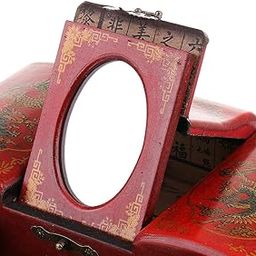 Vintage Exquisite Chinese Wooden Dressing Table Dresser with Drawers Mirror-16
