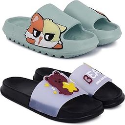 Combo Pack of 2 Slipper/Flip Flops/Slides for Women (Pika,Bear)-image-84
