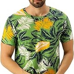veirdo Pure Cotton Round Neck Regular Fit All Over Floral Print Half Sleeve Green T-Shirt for Men (Available in S to 2XL)-picture-14