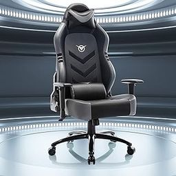 Big and Tall Gaming Chair, 400lbs-Racing Style, Ergonomic Leather, Modern, Black, 4D Armrest, High Back, PC Gaming Chair-image-8