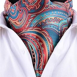 Ubervia Men's Cravat Self Tie Paisley Jacquard Woven Floral Luxury Ascot-image-13
