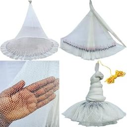 PURKAIT Fishnet CAST Fishing NET 6mm MESH,Iron Sinker, Height 10feet, Round 44feet, Weight 3.5kg Fishing Net (White)-18