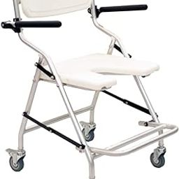 Rehamo Showerie Allite Foldable Aluminium Frame Wheelchair used as Shower Chair featuring ABS Plastic & Textured Backrest & Seat, Flip Back Armrest, Flip Up Footplate, Rust Resistant | 1 Year Warranty-image-6