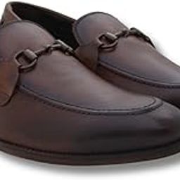 Men Leather Tan Buckle Moccasin Shoes-image-32