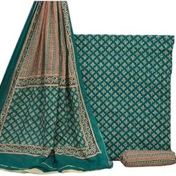 Women's Trendy Cotton Jaipuri Block Print Unstitched Suit Material with Dupatta-image-96