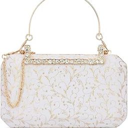 Girls Black Handcrafted Beautiful Bling Box Clutch Bag for Women-image-8