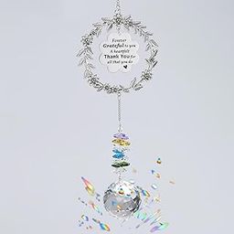 Thank You Gifts for Women, Sun Catcher with Engraved Message, Hanging Crystal Ornament for Window Rainbow Maker, Appreciation & Gratitude Gifts for Friends, Family & Teachers, Silver-image-110