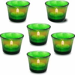 Pure Source India Glass Votive Tealight Candle Holders - Living Room Side Table Home Decoration (Glass, Pack of 6, Green)-image-43