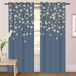 3D Flower Digital Printed Polyester Fabric Curtain for Kides Room,Bed Room Living Room Color White Window/Door/Long Door (D.N.A1) 4 X 7 Feet_CURT-408 Pack of 1-image-67