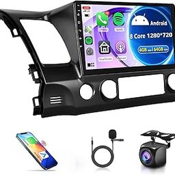 8 Core 4G 64G Android Car Stereo Radio CarPlay for Honda Civic 2006-2011, 10.1 Inch Touch Screen Android Auto GPS 4G-WiFi Bluetooth FM/RDS DSP-36 Mirror Link 59-UI Themes AHD Backup Camera-19
