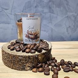 Happishades Iced Cafe Latte Scented Candle | Clear Votive Shot Glass Soy Wax Candles | Aromatherapy | Coffee Essential Oil | 20 Hrs Burn Time | Unique Gift for Coffee Lovers | Home Décor-image-6