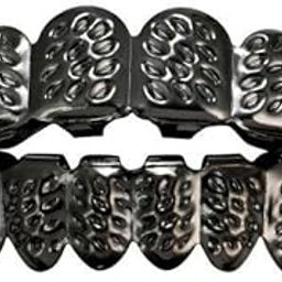 ATORSE 4x18K Hip Hop Teeth Grill Top & Bottom Grill Set Grill Mouth Teeth Black-13