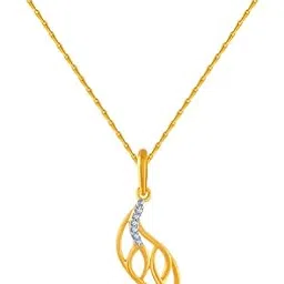 p.c. chandra jewellers 14k (585) Yellow Gold and American Diamond Pendant for Women-picture-12