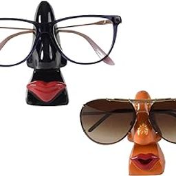 VIVID VividVisionInt® Hard Resin Material Nose Shape Eyeglasses Storage/Stand/Holder//Study Table/Ideal for Specs/Sunglasses/Reading Glasses/Goggle (Black and Orange, Pack of 2)-picture-31