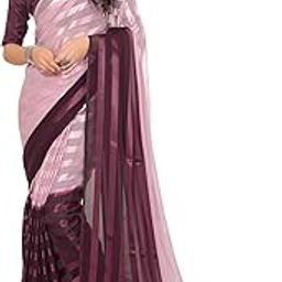 SAREES Women's Regular Fit Satin Striped Georgette Saree with Matching Blouse Piece | Stylish & Attractive | Fancy Saree for Parties, Weddings, Festivals & Casual Outings-image-43