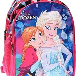 Disney Frozen Water Resistant Stylish School Bag for Girls 12 Years/5-7 Years | With 3 Compartments, Side Pockets, Padded Shoulders | 15 Litre, 14 Inches | Large | Pink-26