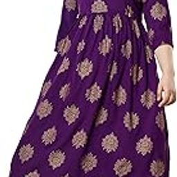 Women Floral Gold Printed Anarkali Maternity Breast Feeding Kurti with Zippers for Pregnant Lady-image-65
