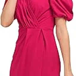 sheetal associates Women's Puff Sleeve V-Neck Bodycon Casual Mini Dress-picture-49