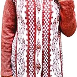 Women's Geometric Pattern Knit Sweater, Grey and White, Long Sleeve-image-85