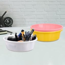 Pack of 3 Desk Organizer | Stationery Organizer | Multipurpose Organizer | Office Supplies for Pen-Pencil-Staplers | Desktop Organizer | 6 LTR | Yellow & Light Pink & White-image-96