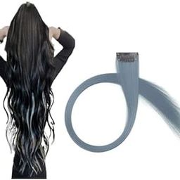 D-DIVINE 2 Pcs Single Clip Synthetic Hair Side Covers Up Extension/Patch For Women And Girls, 20 Inch (Pastel Blue)-95