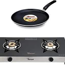 GOLDEN SURYA 2 Burner Gas Stove, Toughened Glass Top Stainless Steel Body Frame 2 Brass Burners Gas Stove, 3 Year Warranty, (ISI Certified)- Gas Stove 2 Burner (CXJ-22-SS-TAWA)-image-32