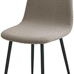 HOKIPO Jacquard 210gsm Shell Chair Cover, Mid Century Modern Dining Chair Cover, Pack of 1, Taupe Brown, (AR-5357-KHK)-image-39