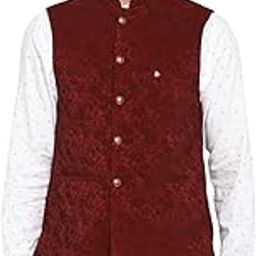 Men 100% Cotton Maroon Dobby Print Formal Nehru Jacket-picture-55